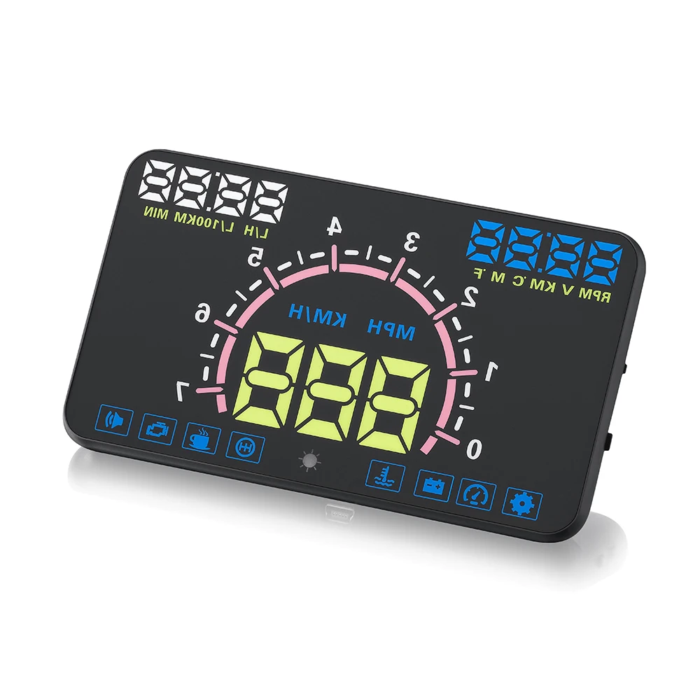 5 &quotАВТО OBDII Автомобиль HUD OBD2 порт вверх дисплей км/ч MPH Превышение скорости