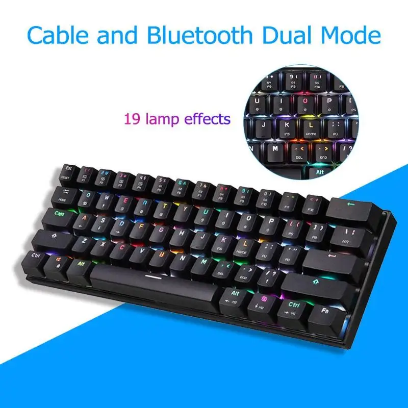 Motospeed CK62 61 клавиши механическая клавиатура Проводная + Bluetooth синий переключатель
