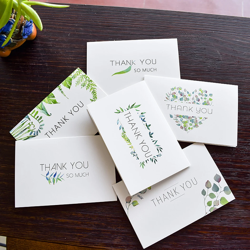 

24PCS Christmas Thanksgiving Cards Simple Leaves Pattern Thank You Cards Birthday Wedding Greeting Cards