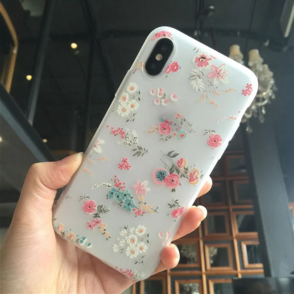 Противоударный Тонкий чехол с цветочным рисунком совместимый iPhone 6 6s 7 8 Plus X RJ88 ND998