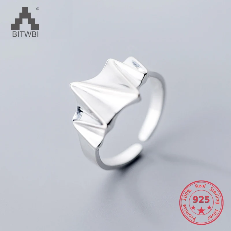 

Pure 925 Sterling Silver European American New Design Creative Concise Electrocardiogram ECG Open Ring Fine Jewelry