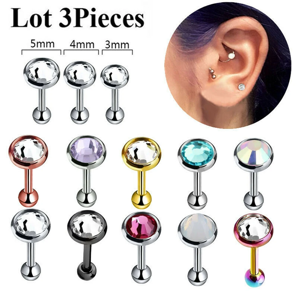 Спиральная планка Tragus 3 шт./лот 16 г 1 2 мм 5 Шариковые стальные кольца для губ