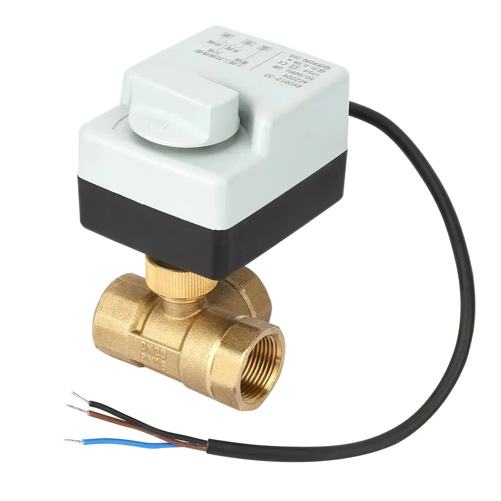 Ручной запорный клапан AC220V DN20 G3/4 3 проводной латунный моторизованный шаровой с