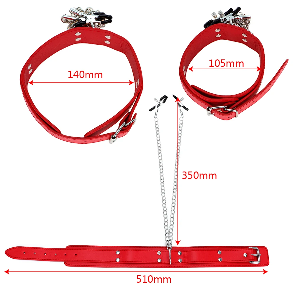OLO Neck Collar with Nipple Clamps SM Bondage Restraint Adult Games Erotic Toys Sex for Couple Slave PU Leather | Красота и здоровье