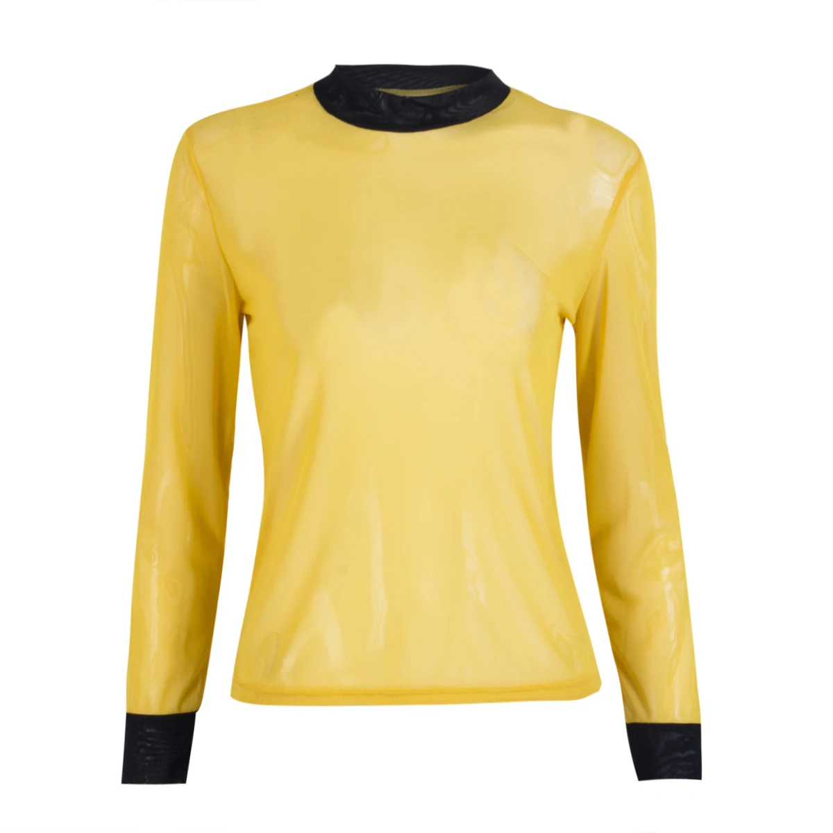 Women Fashion Mesh Sheer See through Long Sleeve Crop Top T Shirt | Женская одежда