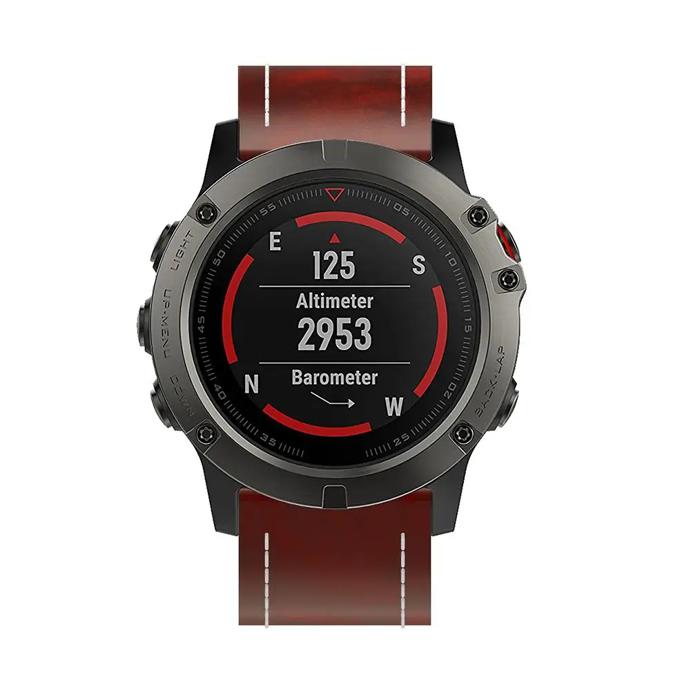 Для Garmin Fenix 5/Fenix 5X/5X plus 26 мм простые быстрые наручные часы на кожаном ремешке