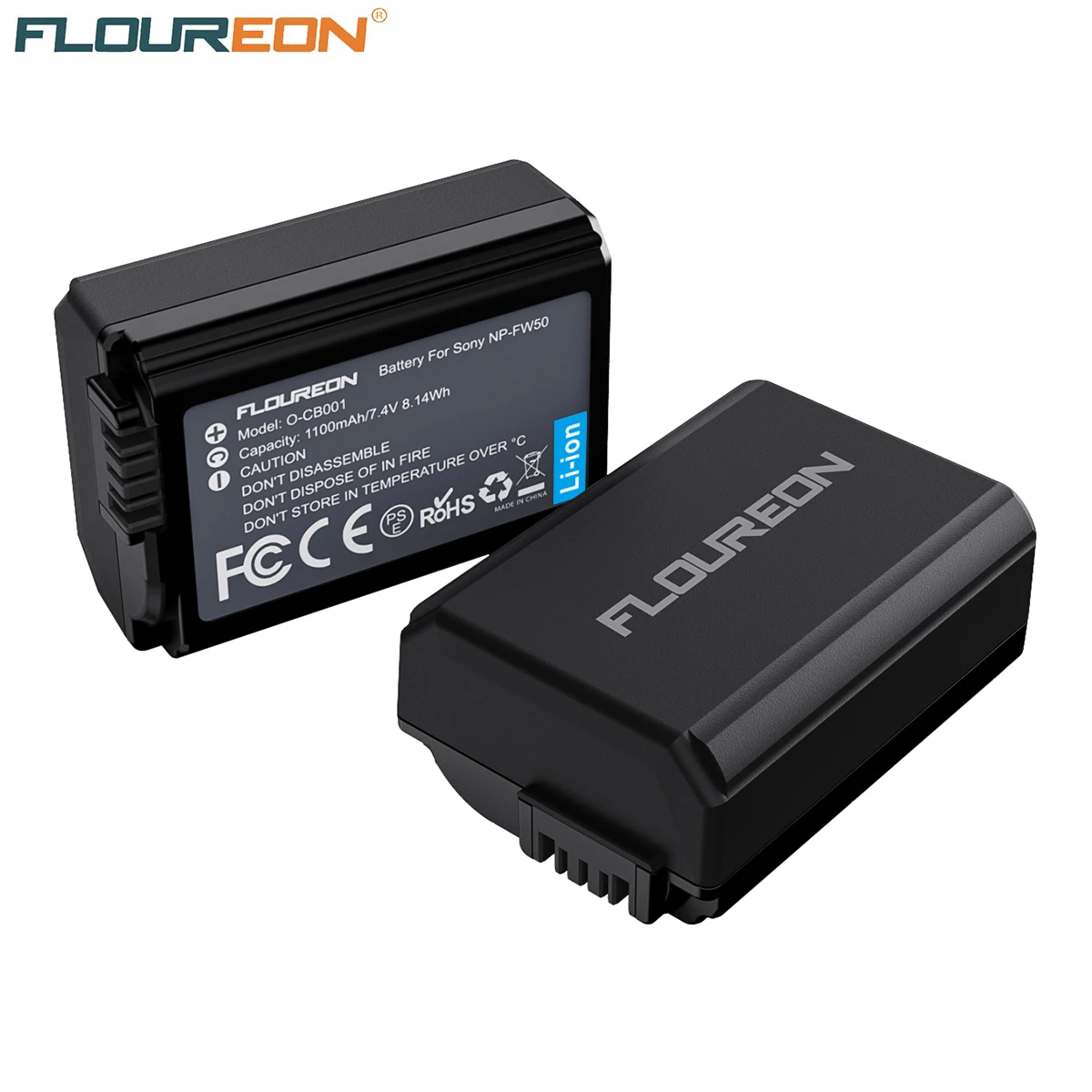 Аккумуляторная батарея FLOUREON NP-FW50 для Sony A6000 A6500 A7 A7II A7RII A7SII A7S A55 A5100 2 шт. 1100 мАч |