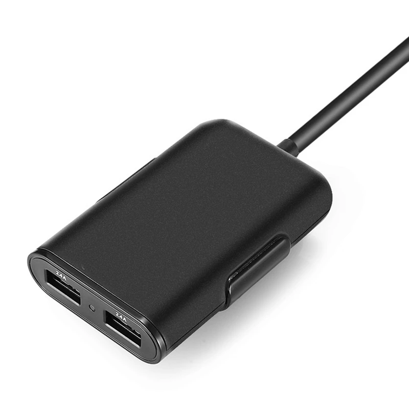 Quelima 4 Usb порта автомобильное зарядное устройство 2.4A с 4.9Ft удлинитель Кабель для