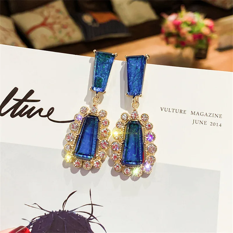 FYUAN винтажные смолы геометрические Висячие серьги для женщин Bijoux синий Шампань