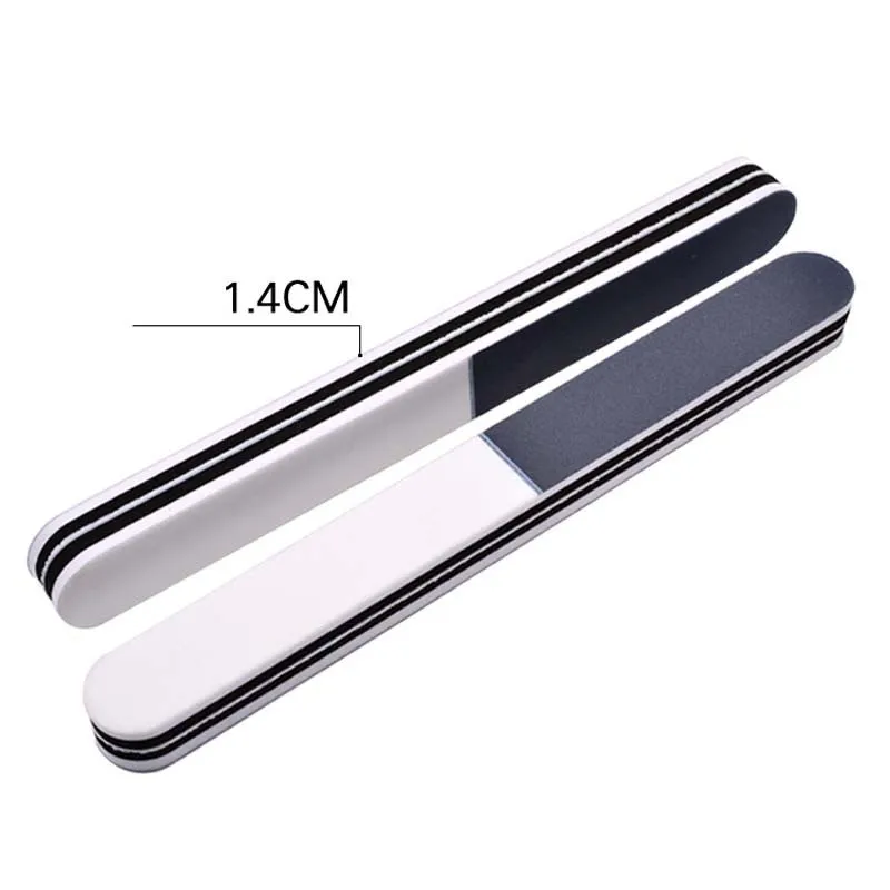 Rakado 1PC Nail File Art Salon Glitter Tool Black With White Sand Strip Polished Double-sided Manicure Buffer Pedicure | Красота и