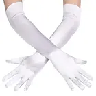 Длинные атласные перчатки, черные, синие, золотистые, розовые