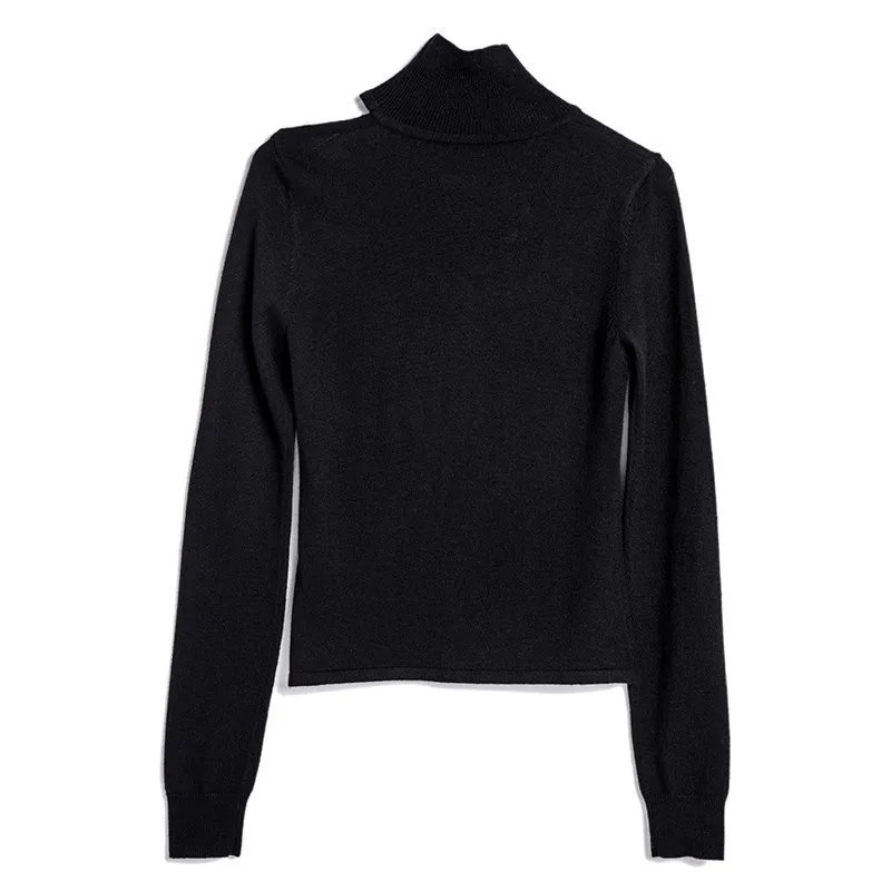 TWOTWINSTYLE Sexy Pullover Tops Female Hollow Out Off Shoulder Turtleneck Long Sleeve Women's Sweater Fashion 2019 Autumn Winter | Женская