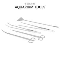 5pcsset aquarium maintenance tools kit tweezers scissors for live plants grass aquario accessory fish aquatic pet supplies