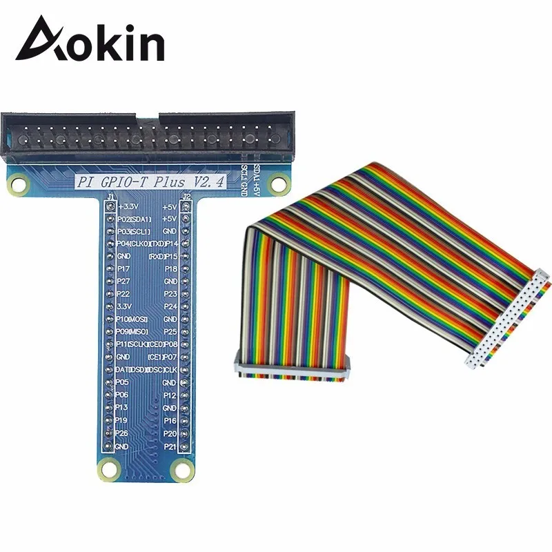 Плата расширения aolin Gpio T Type Адаптер платы с 40 контактами гнездо к гнезду Радужный