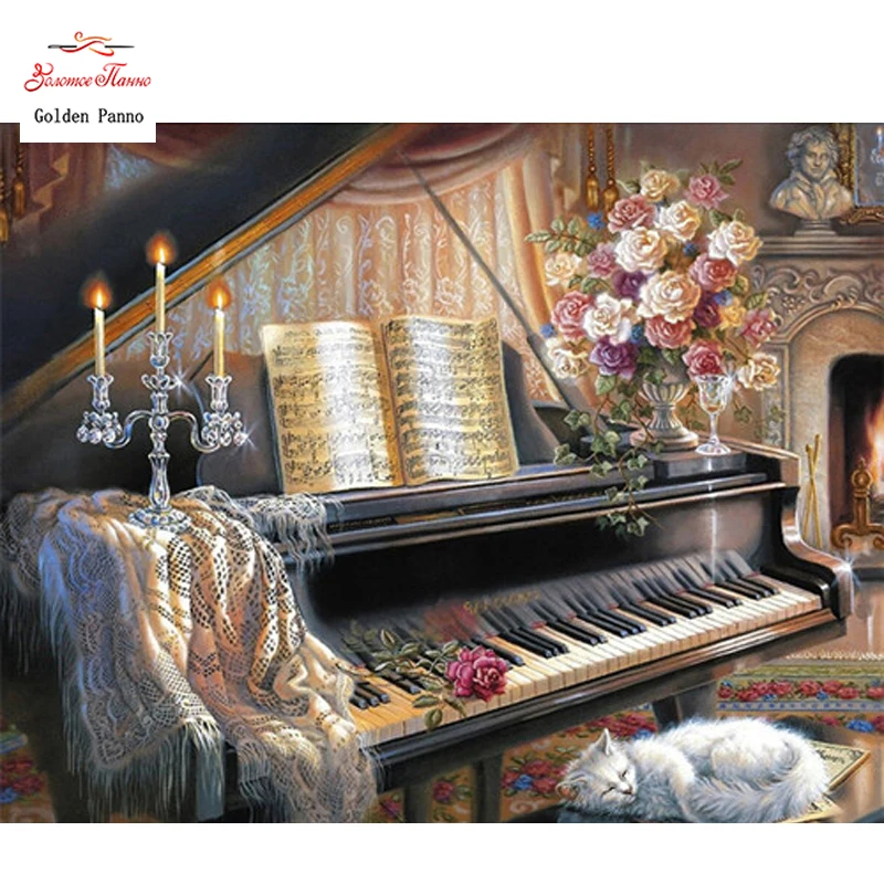 GOLDEN PANNO Diamond Painting Full Square 5D Diy Daimond Embroidery Diamant Mosaic Sale Displasy Broderie Diamant piano 12