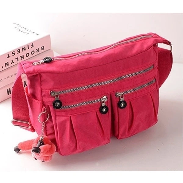 Женская нейлоновая легкая сумка через плечо с карманами на молнии |