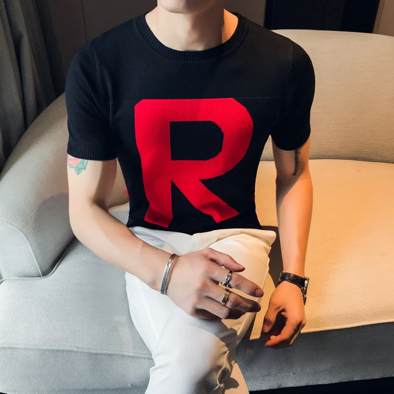 Модная уличная облегающая футболка Homme Camisetas Hombre Летняя трикотажная с круглым