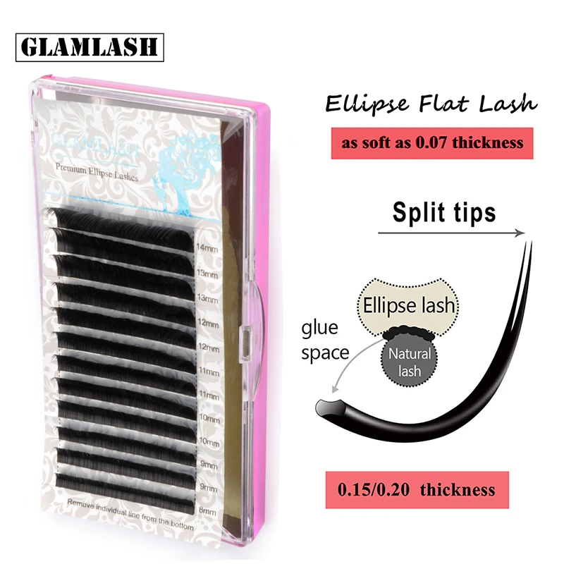 Накладные ресницы GLAMLASH Mix удлиняющие с плоскими накладными кончиками