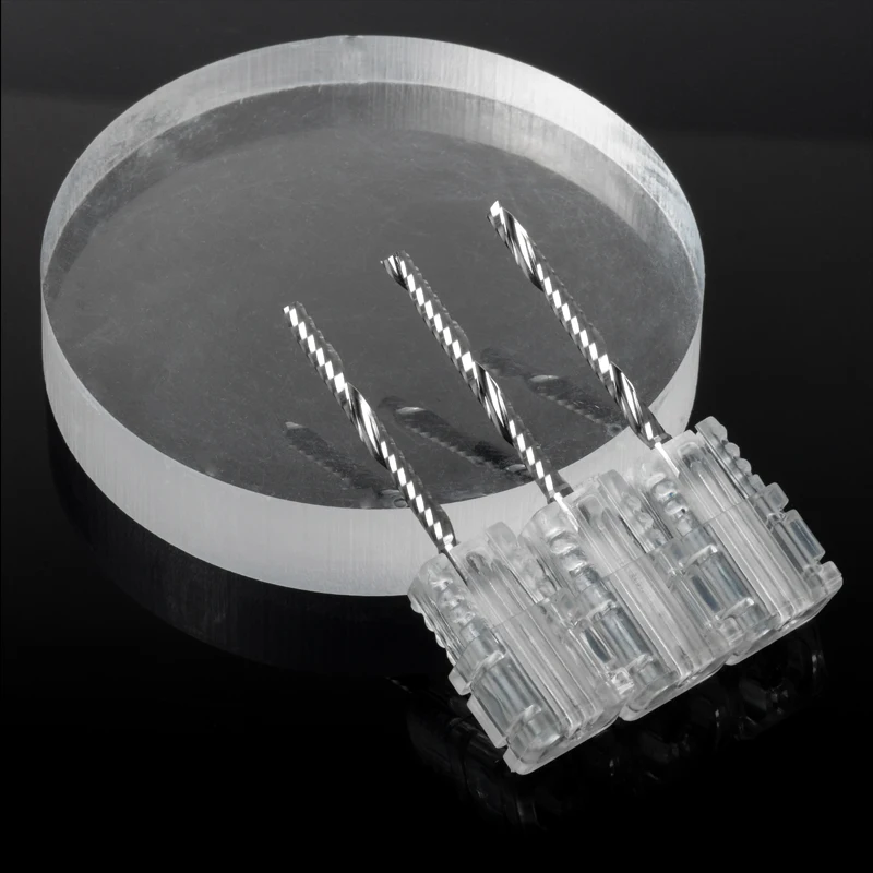 en Ucuz 3.175mm SUMITOMO Katı Karbür Tek Flüt Spiral Karbür End Mill Kesme Akrilik Perspex PC PP PVC MDF Katı Ahşap Vb