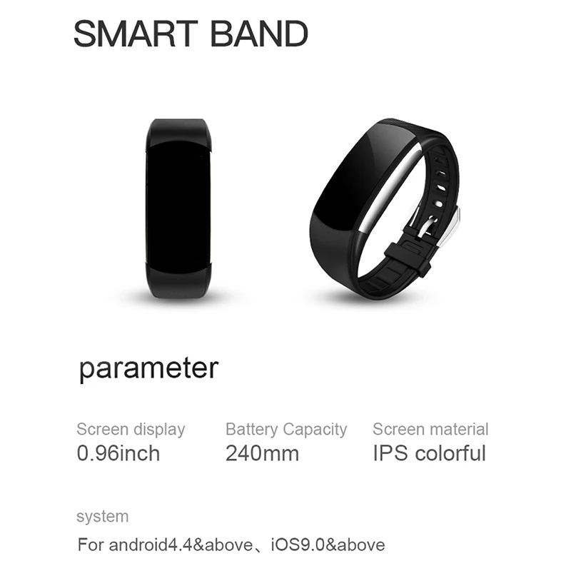 Смарт-часы Bluetooth 0 96 дюймов Android IOS USB зарядное устройство монитор сердечного ритма