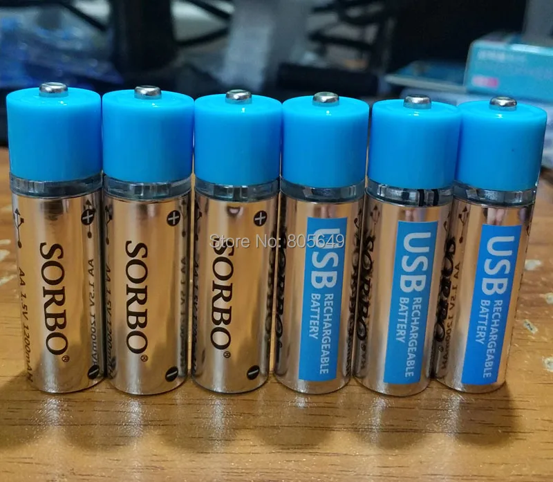 Перезаряжаемый литий ионный USB кабель SORBO 1 5 в AA 1200 мАч|Перезаряжаемые батареи| |