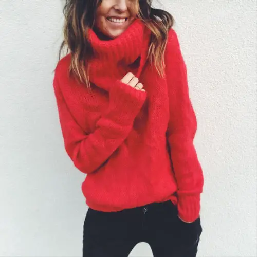 Warm Winter Turtleneck Sweater Women Pullover Thick Knitted Top Soft Elasticity | Женская одежда