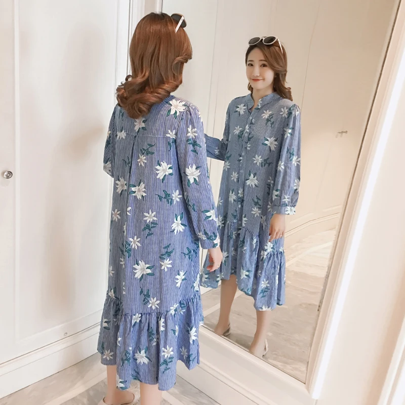 Весна 2020 новое платье в полоску для беременных с рукавом три четверти кормления