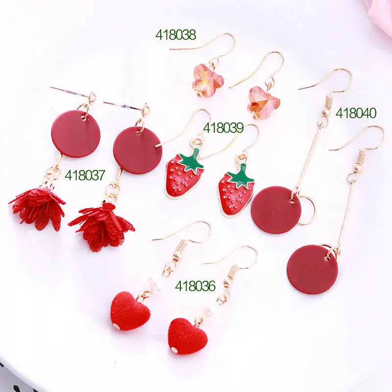 Серьги с фруктами модные ювелирные изделия в форме сердца клубника для женщин