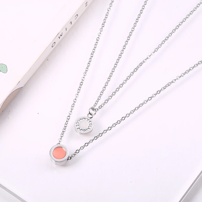 Delicate Gold Layered Multilayer Necklace Pink Bijoux Double Stacked Necklaces Minimalist Women Silver Choke Neck Lace Binary | Украшения и