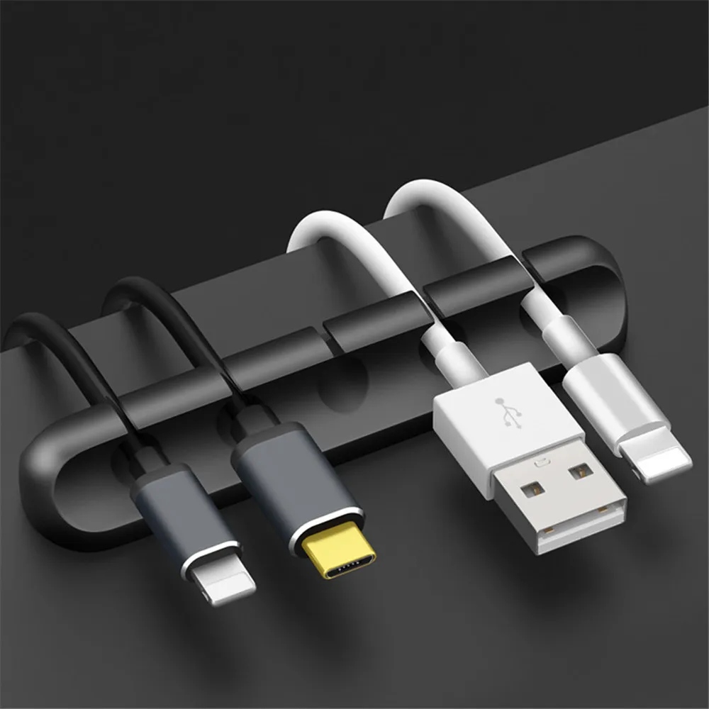 Автомобильный держатель для кабеля USB силиконовый органайзер гибкая намотка с
