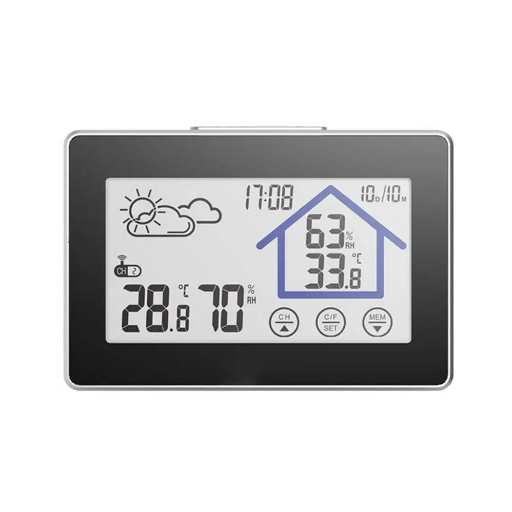 Wireless Touch Clock Indoor Outdoor Digital Yes Temperature 260g Hygrometer stand on the table wall hanging. |