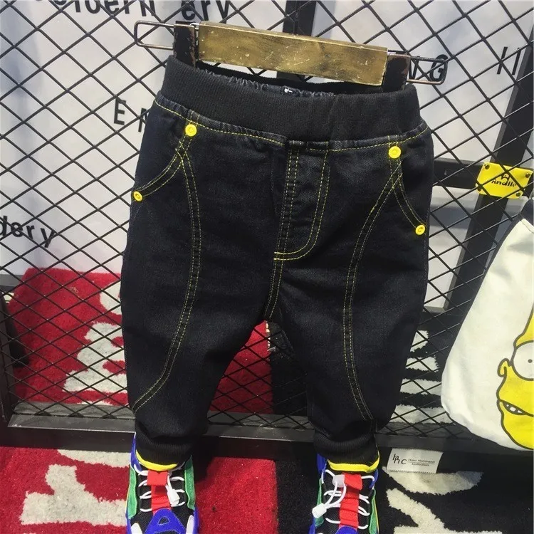 

Boys Pants Fashion Spring Autumn Boys Jeans For Kid Elastic Waist Denim Pants Pockets Black Blue Kids Jeans Trousers Harem Pants