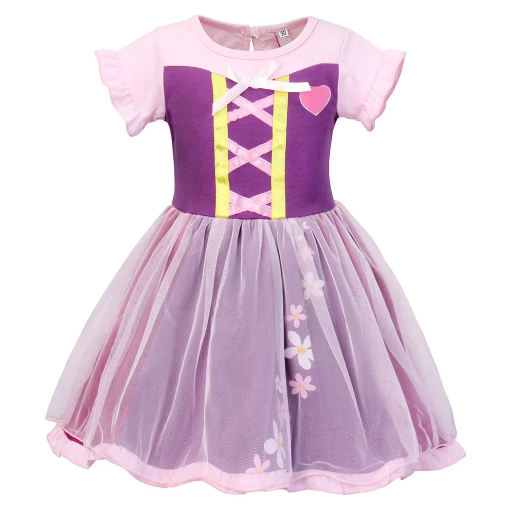 AmzBarley Girl Clothes Children Party Dress Rapunzel Princess Birthday Cosplay Carnival Costume summer Baby Volie dress | Детская одежда