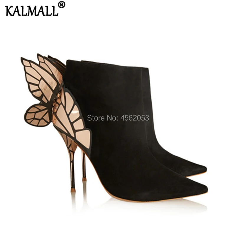 Женские замшевые ботильоны KALMALL с острым носком на высоких шпильках|Женские