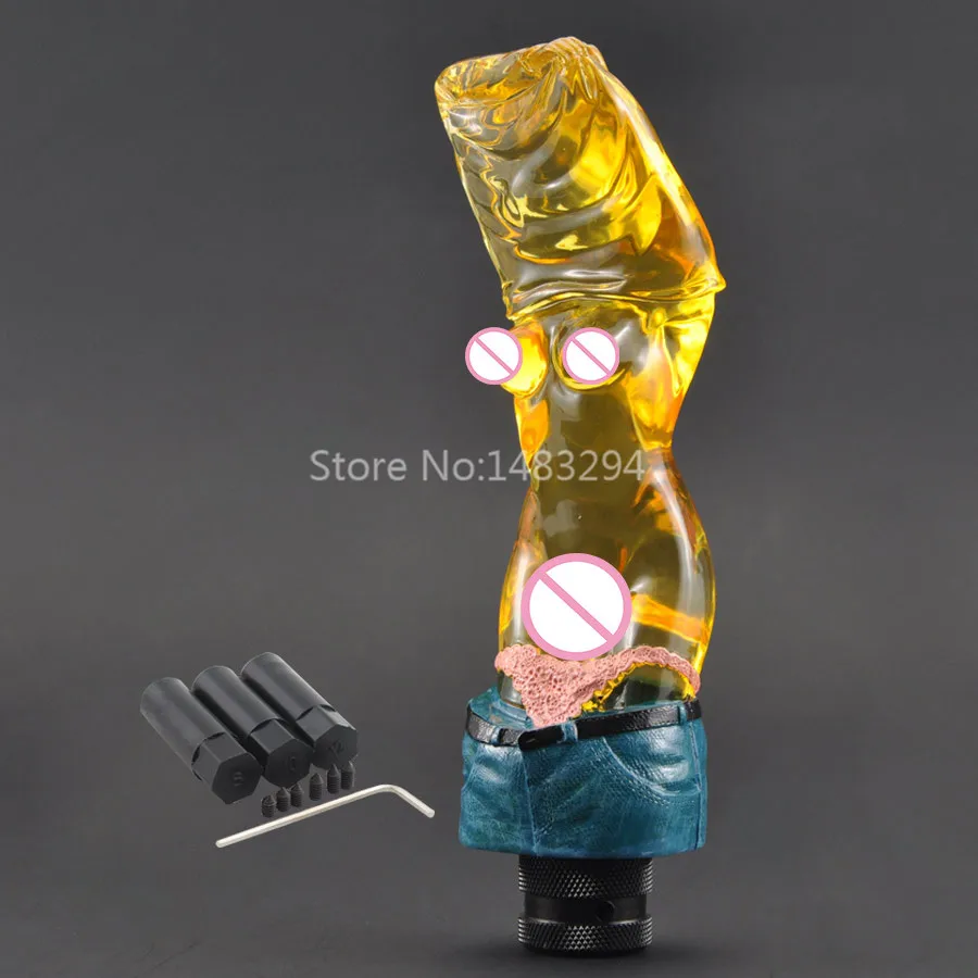 Yellow Crystalline Lady Sexy Girl Goddess Series Half Naked Car Manual Stick Gear Shift Knob Lever Shifter Custom Universal |