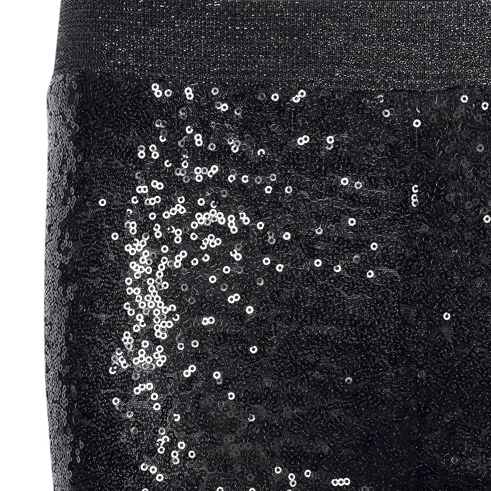 mrwonder Women Leggings Solid Black Color Shiny Sequin Stretch Skinny Legging Pant | Женская одежда