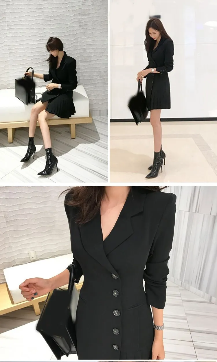 Женское офисное платье с плиссированным подолом в стиле пэчворк элегантное