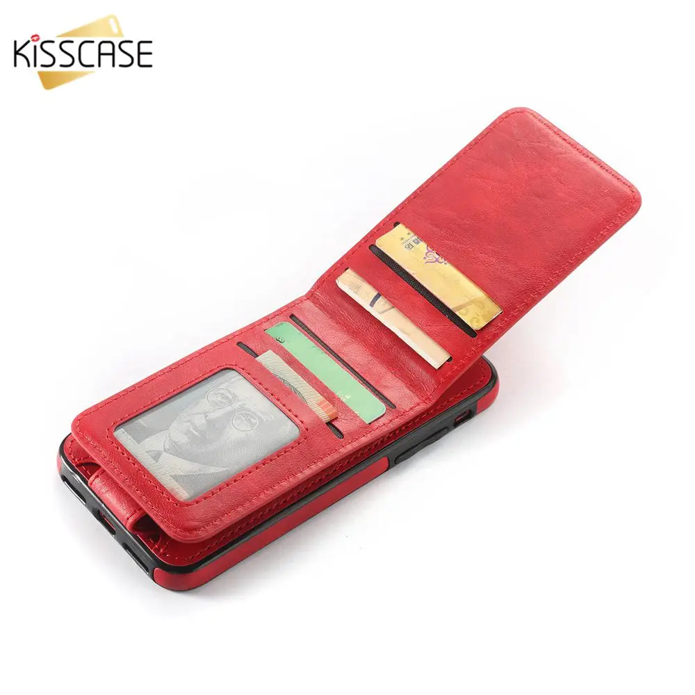 KISSCASE Новый кожаный чехол с отделением для карт iPhone X Xs 7 8 6 s деловой чехол-кошелек 6s