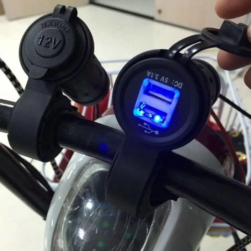 12V 24V Водонепроницаемый Мотоцикл Зарядное устройство Moto Руль USB зарядное адаптер