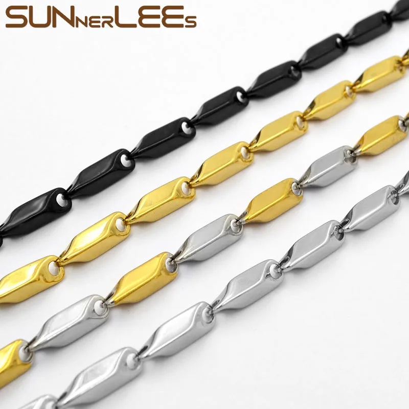 SUNNERLEES 316L ожерелье из нержавеющей стали 3 ~ 5 мм Геометрическая звеньевая цепочка