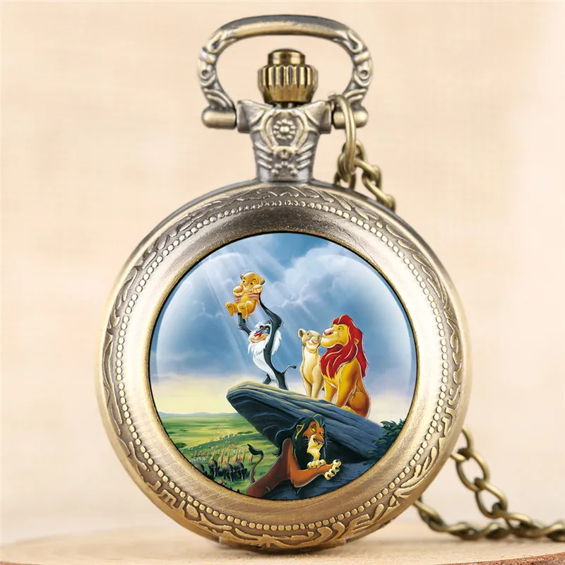 Часы модные детские карманные часы с мультяшным рисунком льва для мальчика
