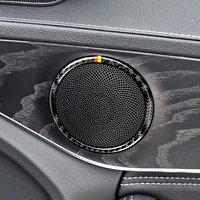 4pcs carbon fiber car door speaker ring loudspeaker decorative sticker trim for mercedes benz w205 c180 c200 c300 glc260
