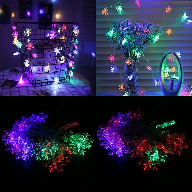 

5m 28 Led Snowflake String Fairy Light Christmas Xmas Party Wedding Decoration 100-240v Us Plug