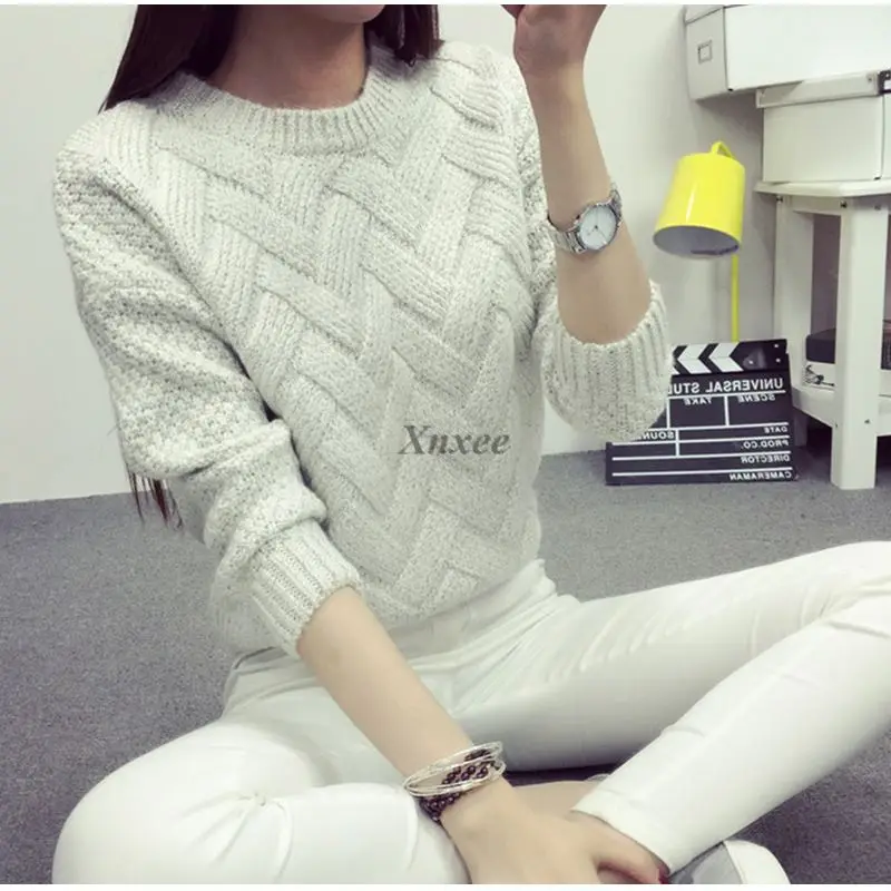 Winter O-neck Women's Sweater Jersey Woman Mohair Knitted Twisted Thick Warm Lady's Pullover 2020 College Jumper Women Gray | Женская