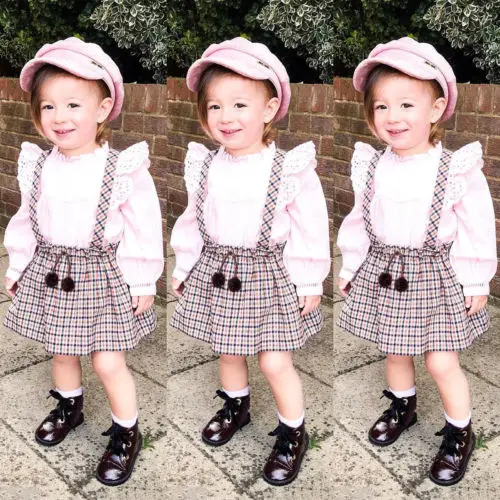 Кружевной топ с рюшами и рукавами для маленьких девочек футболка малышей платье