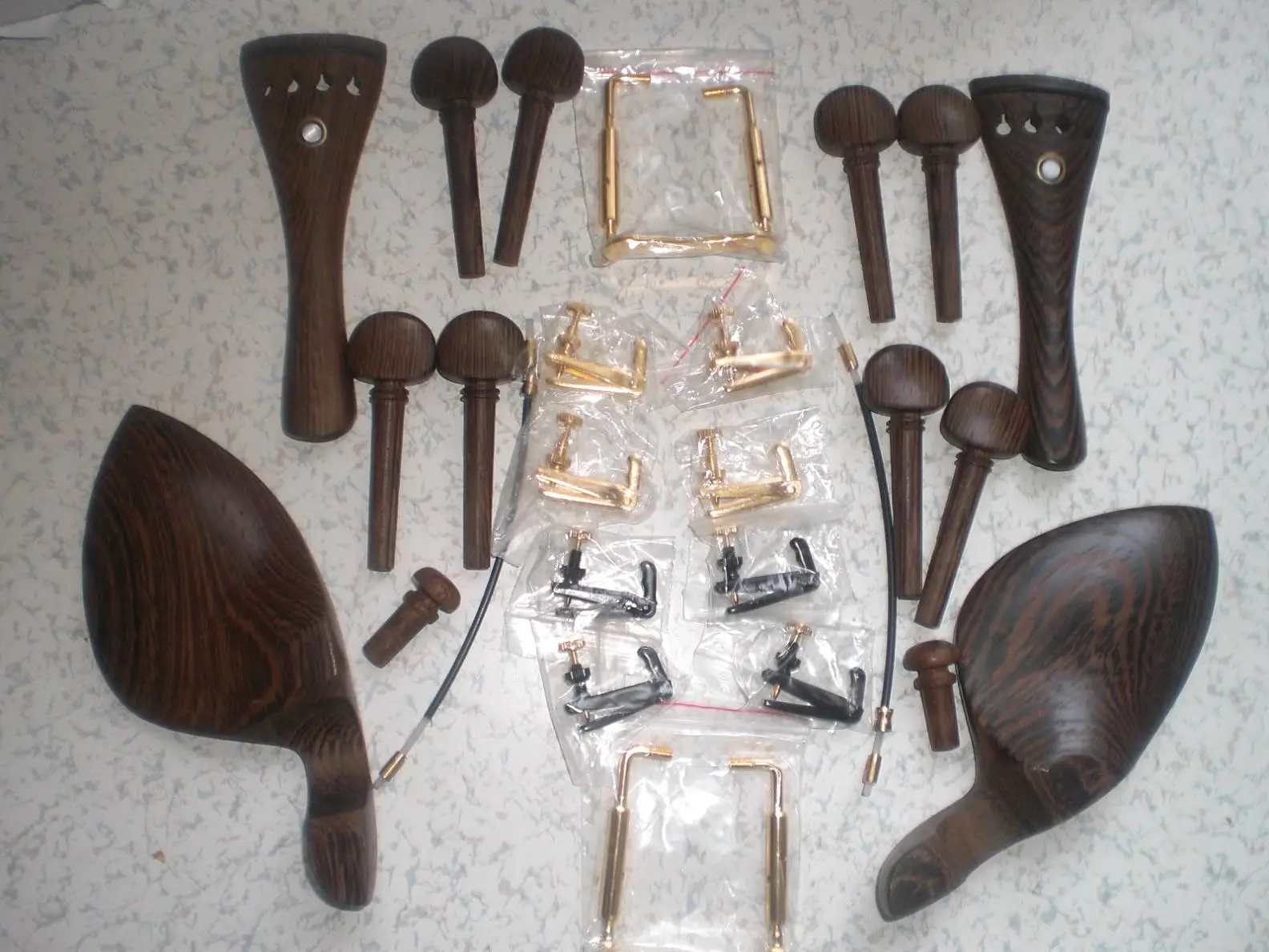 Violin Parts of Wenge Wood Violin Fitting 4/4 Violin Tail Piece Violin Pegs Chin Rest different part as picture show