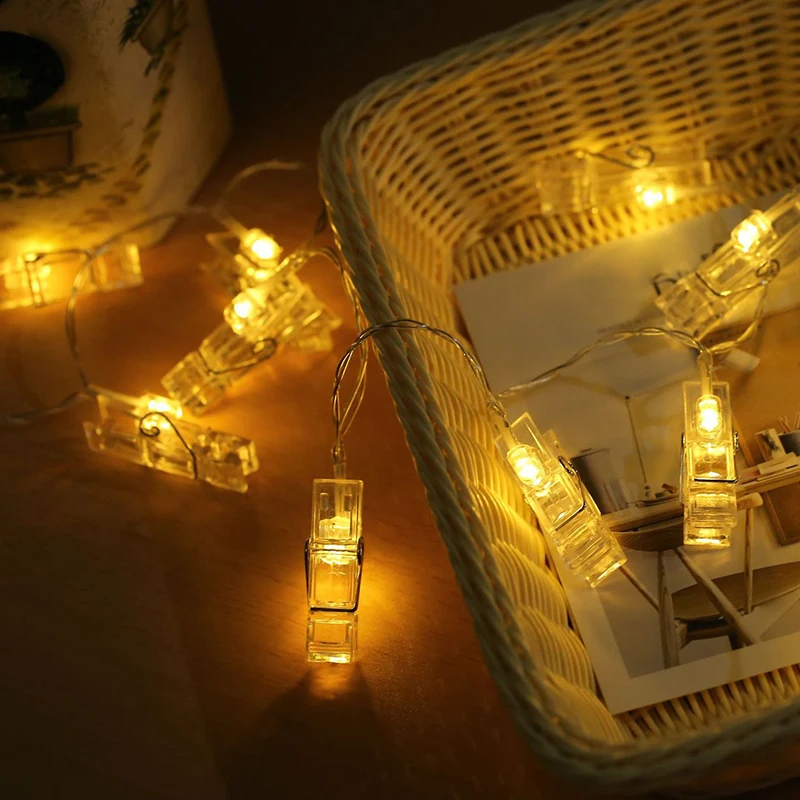 Теплый белый фото доска на прищепке дисплей Фея огни строки настенный светильник