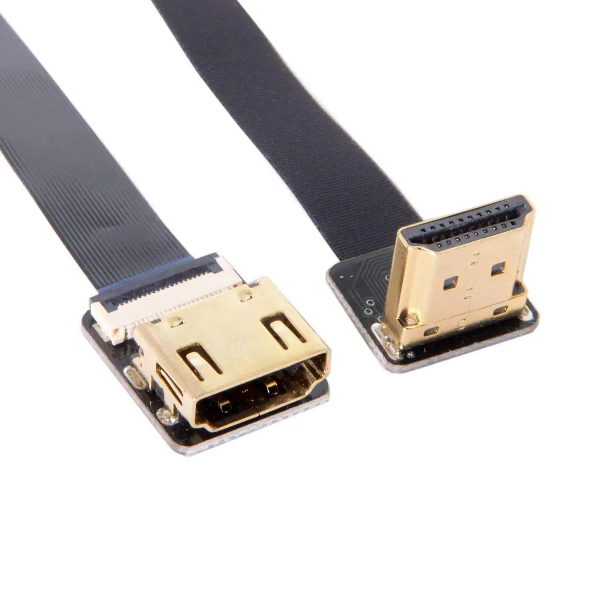 FPC плоский кабель для HDTV с углом обзора 90 градусов HDMI штекер-гнездо 20 см черный |