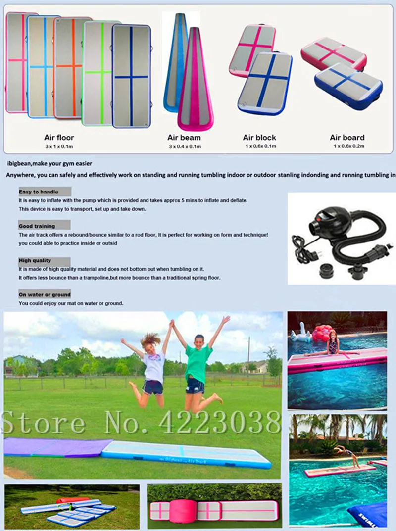 Дешево 11*1*0,2 м надувной гимнастический коврик, профессиональный воздушный коврик с насосом для практики гимнастики, чирлидинга, акробатики