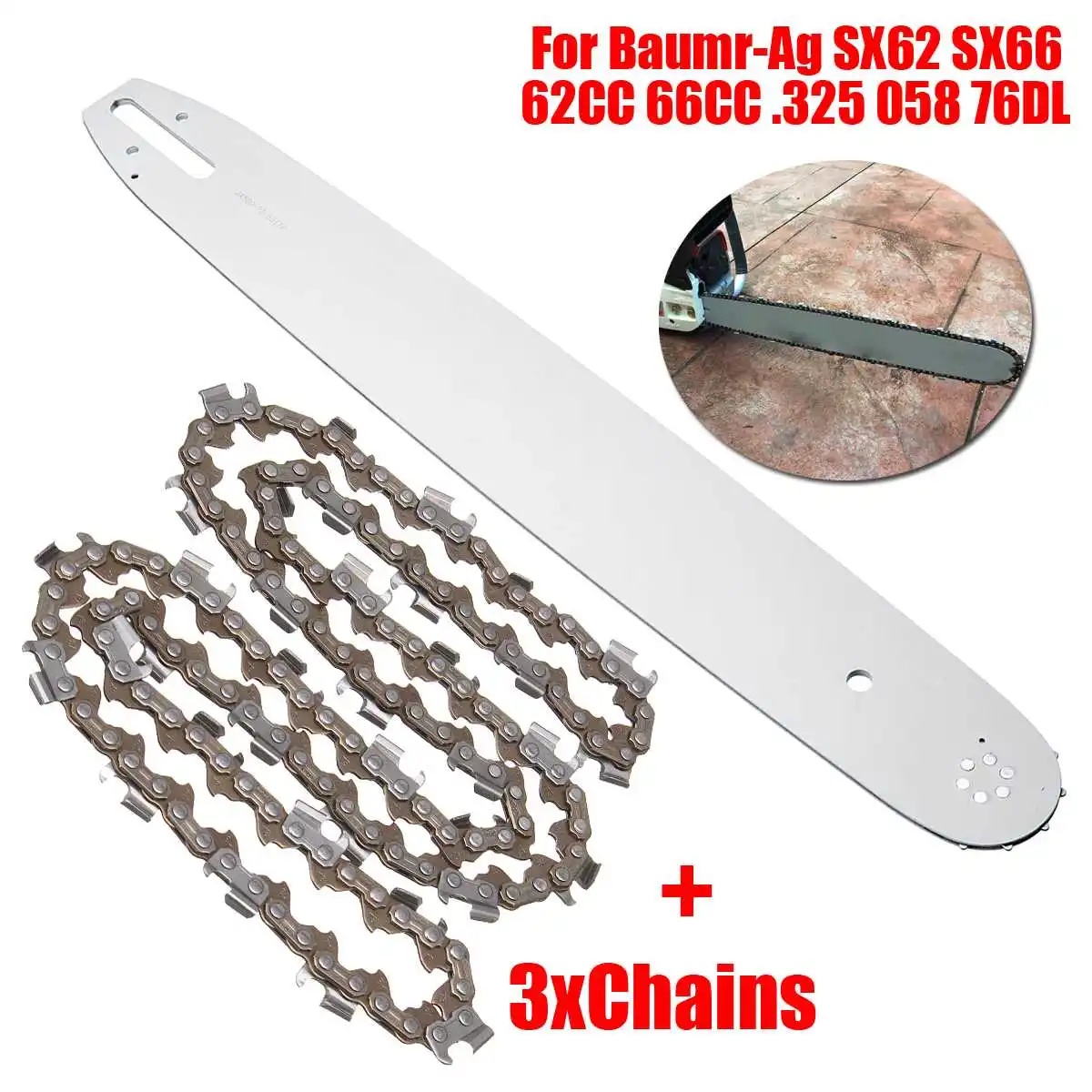 20 &quotнаправляющая планка и 325 058 76DL цепи для Baumr Ag SX62 SX66 62CC 66CC цепная пила